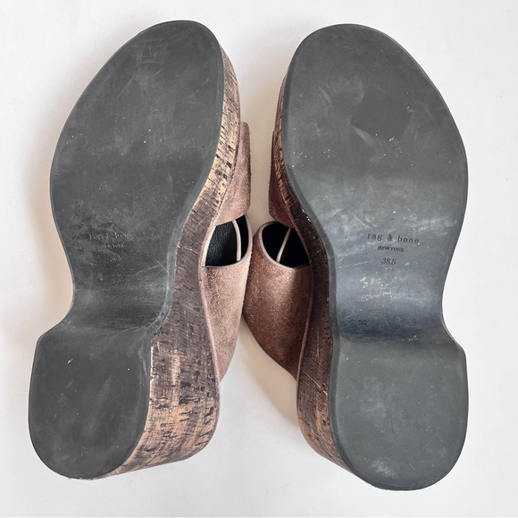 Rag & Bone Boho Sommer Brown Suede Wedge Sandals Size 6.5 - Picture 12 of 12